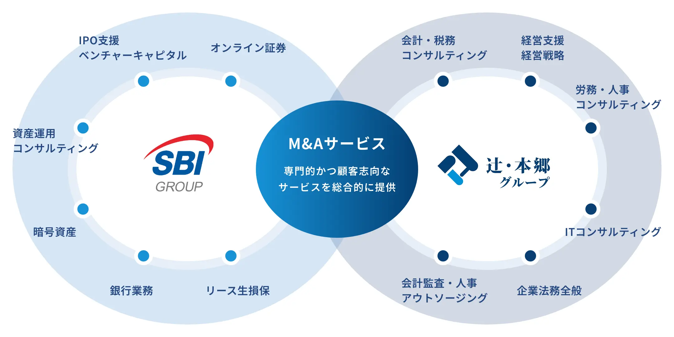 SBIグループと辻・本郷グループの事業領域の紹介